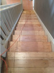 100 year old stairs finished in waterbase clear.